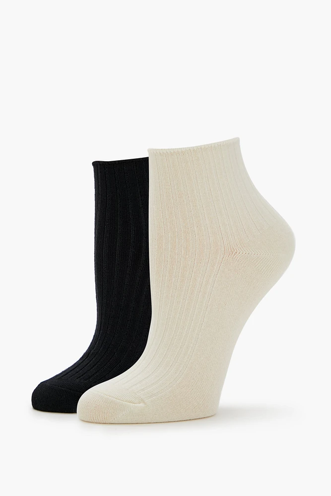 Ribbed Quarter Socks (2 Pack)