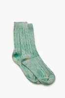 Tie Dye Cable Knit Crew Socks