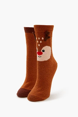 Reindeer Plush Crew Socks (2 Pack)