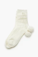 Pom Pom Ribbed Crew Socks