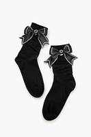 Rhinestone Bow Crew Socks