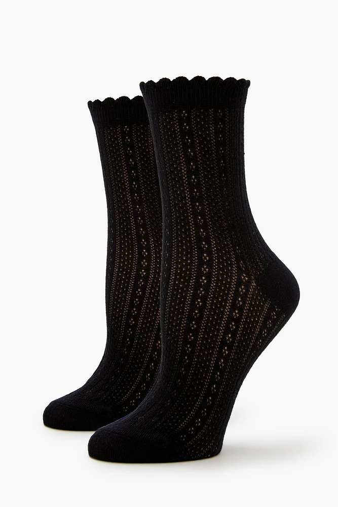 Pointelle Knit Crew Socks