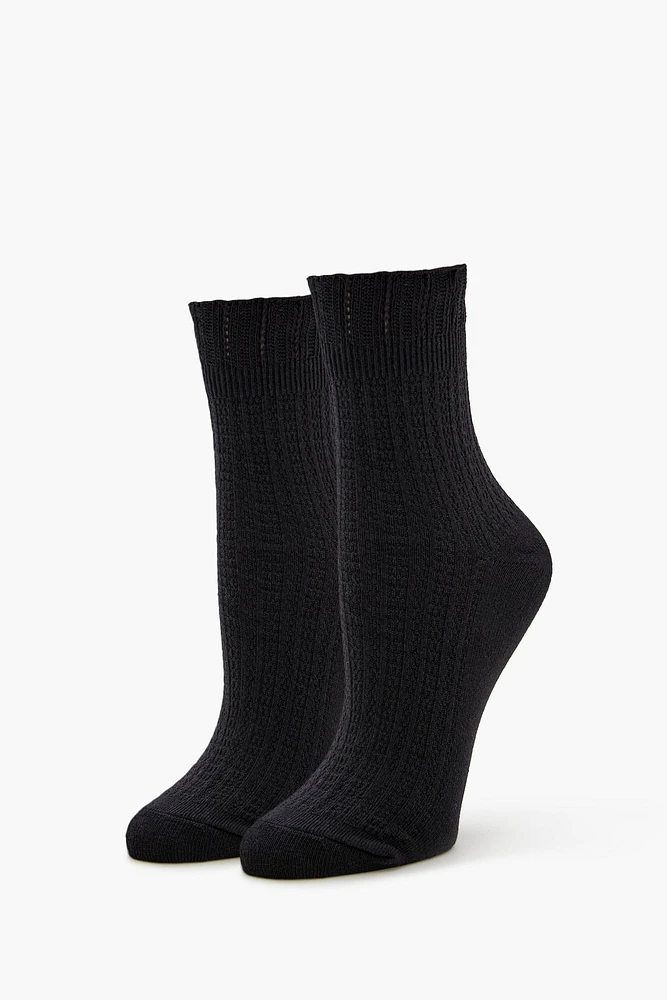 Pointelle Ruffle Trim Crew Socks