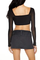 Mesh Long Sleeve Crop Top