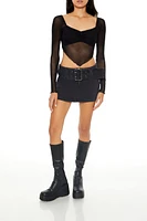 Mesh Long Sleeve Crop Top