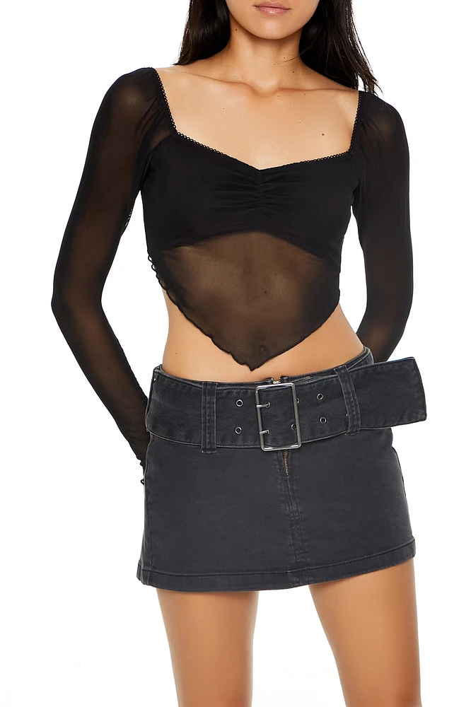 Mesh Long Sleeve Crop Top