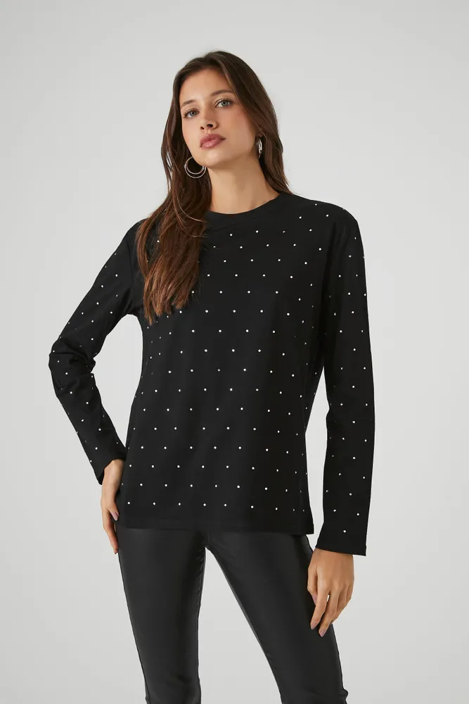 Rhinestone Long Sleeve Top