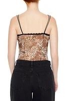 Camisole en filet avec motif lÃ©opard et lisÃ©rÃ© de dentelle