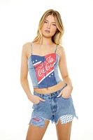 Bustier en denim à imprimé Coca Cola