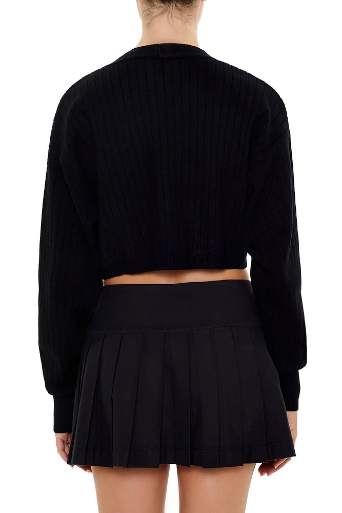 Ribbed Knit Cropped Cardigan