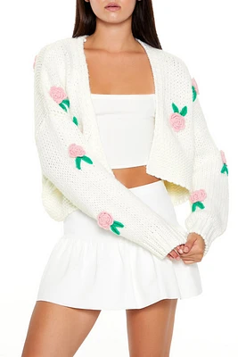 Cardigan court en tricot avec rosette