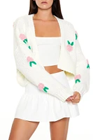 Cardigan court en tricot avec rosette