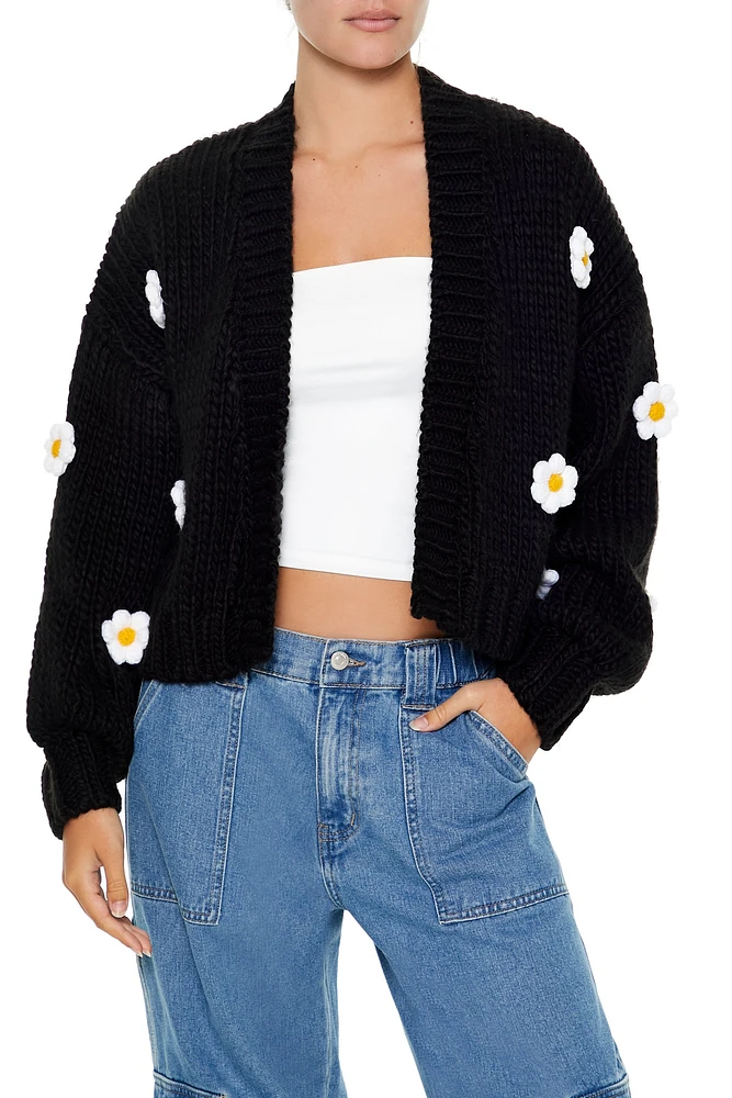 Cardigan en tricot avec motif de marguerites