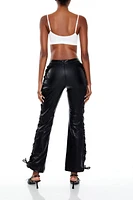 Lace Up Faux Leather Bootcut Pant