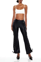 Lace Up Faux Leather Bootcut Pant