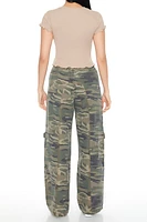 Pantalon cargo Ã  jambe large avec motif camouflage