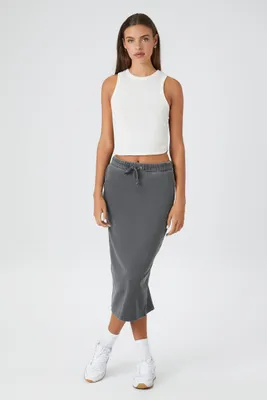 Fleece Mineral Wash Midi Skirt