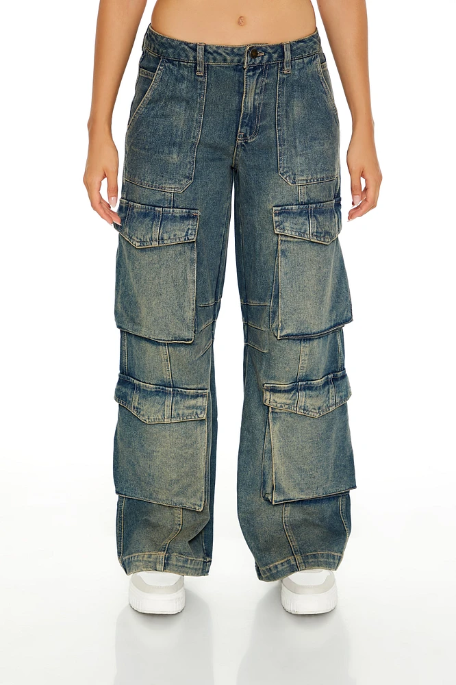 Mid-Rise Wide-Leg Cargo Jean