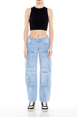 Mid Rise Wide Leg Cargo Jean