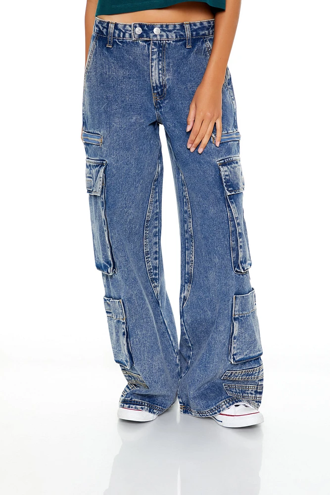 Mid-Rise Baggy Cargo Jeans