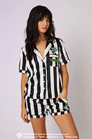 Ensemble pyjama avec haut boutonnÃ© et short Ã  imprimÃ© Beetlejuice