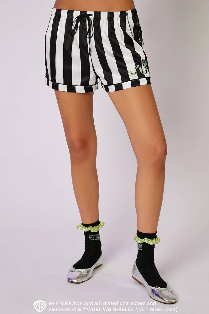 Ensemble pyjama avec haut boutonnÃ© et short Ã  imprimÃ© Beetlejuice