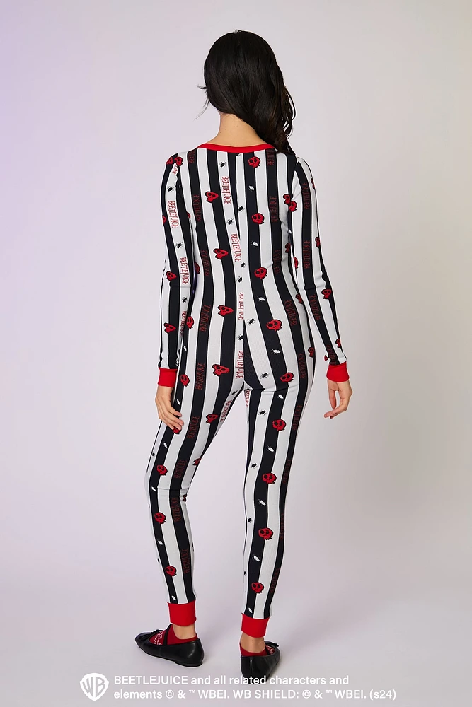 Combi-short pyjama à manches longues avec imprimé Beetlejuice