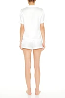 Bride Embroidered Satin T-Shirt and Short 2 Piece Pajama Set