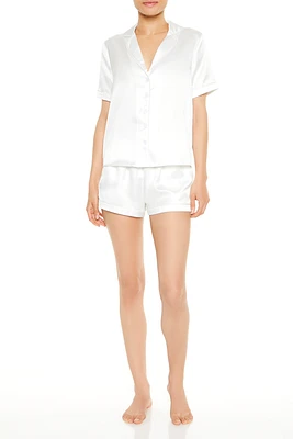 Ensemble pyjama avec t-shirt et short en satin motif brodé Bride