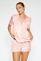 Team Bride Embroidered Satin T-Shirt and Short 2 Piece Pajama Set