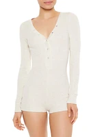 Button Front Long Sleeve Pajama Romper