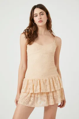 Floral Lace Tiered Mini Dress