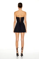 Strapless Lace-Up Mini Dress