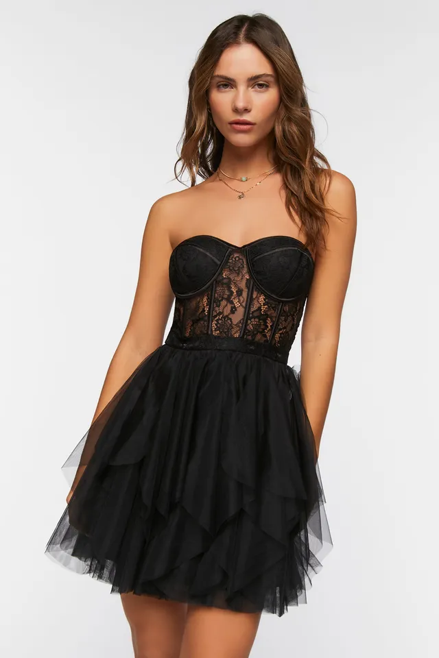 Forever 21 Floral Lace Corset Mini Dress