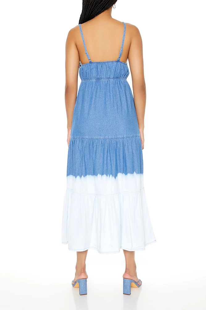 Robe maxi trempÃ©e-teinte en denim