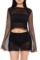 Rhinestone Fishnet Mini Skirt