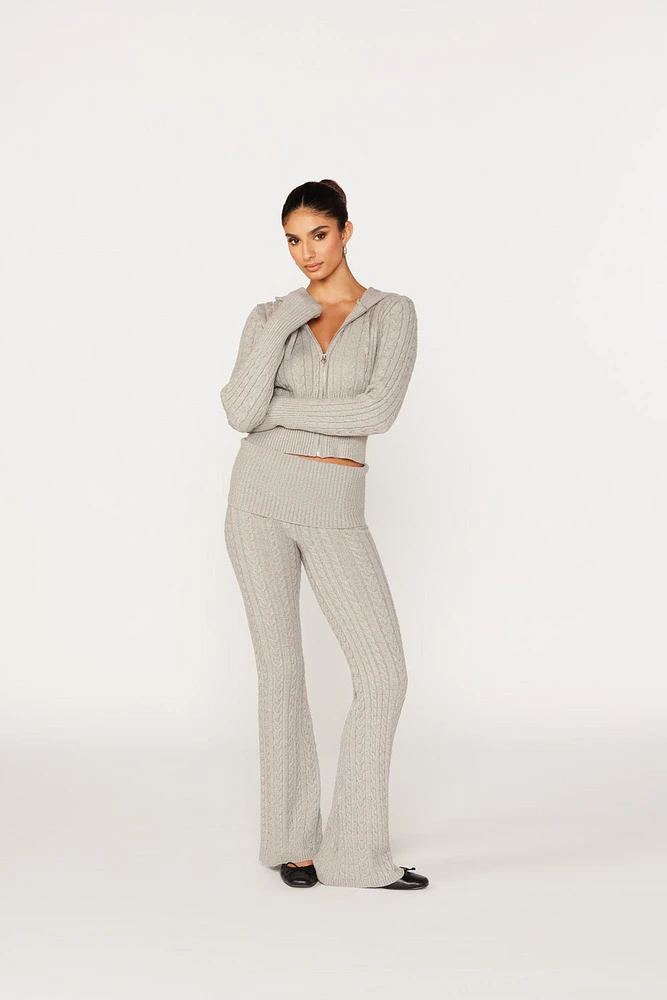 Pantalon en tricot torsadÃ© avec taille pliÃ©e