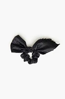 Crinkled Satin Bow Hair Scrunchie