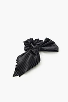 Crinkled Satin Bow Hair Scrunchie