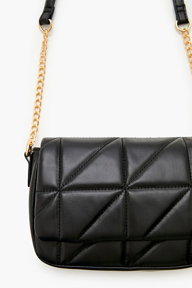 Quilted Faux Leather Crossbody Bag