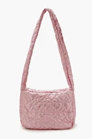 Heart Quilted Metallic Shoulder Bag