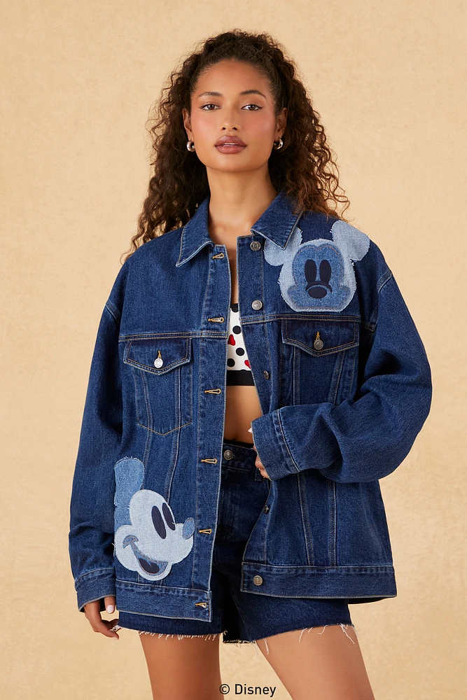 Blouson de camionneur en denim à imprimé Disney Mickey Mouse