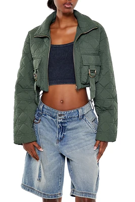 Quilted Cropped Bomber Jacket