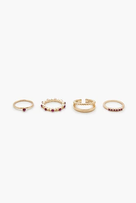 Faux Gemstone Ring Set (4 Pcs)