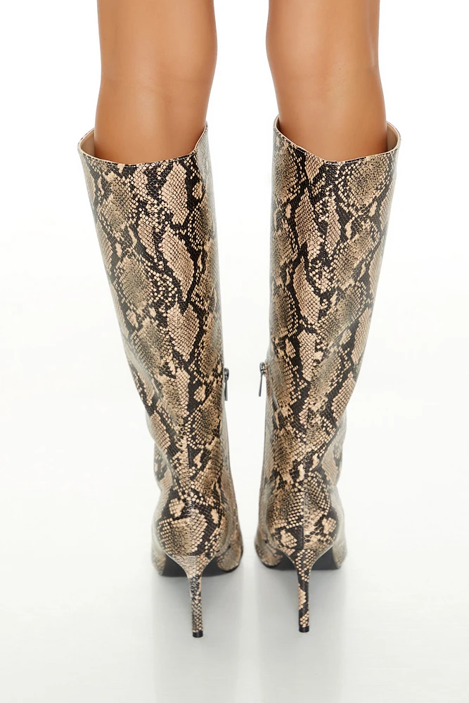 Bottes stiletto en similipeau de serpent