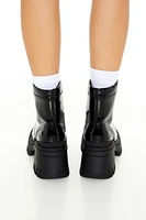 Bottes de combat en similicuir vernis