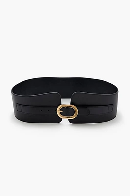 Faux Leather Wide Belt