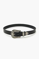 Western Etched Faux Leather Belt