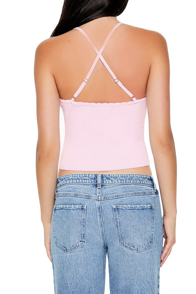 Camisole Ã  surplis en tricot avec motif de fleurs