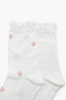 Ditsy Floral Print Crew Socks (2 Pack)